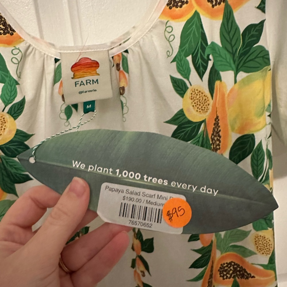 NWT FARM Rio papaya sundress with white slip dress - size M - Picture 5 of 6